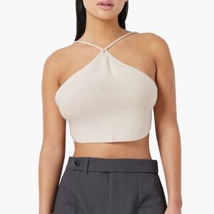 Noisy may Cream Knit Halter Crop Top - L NWT